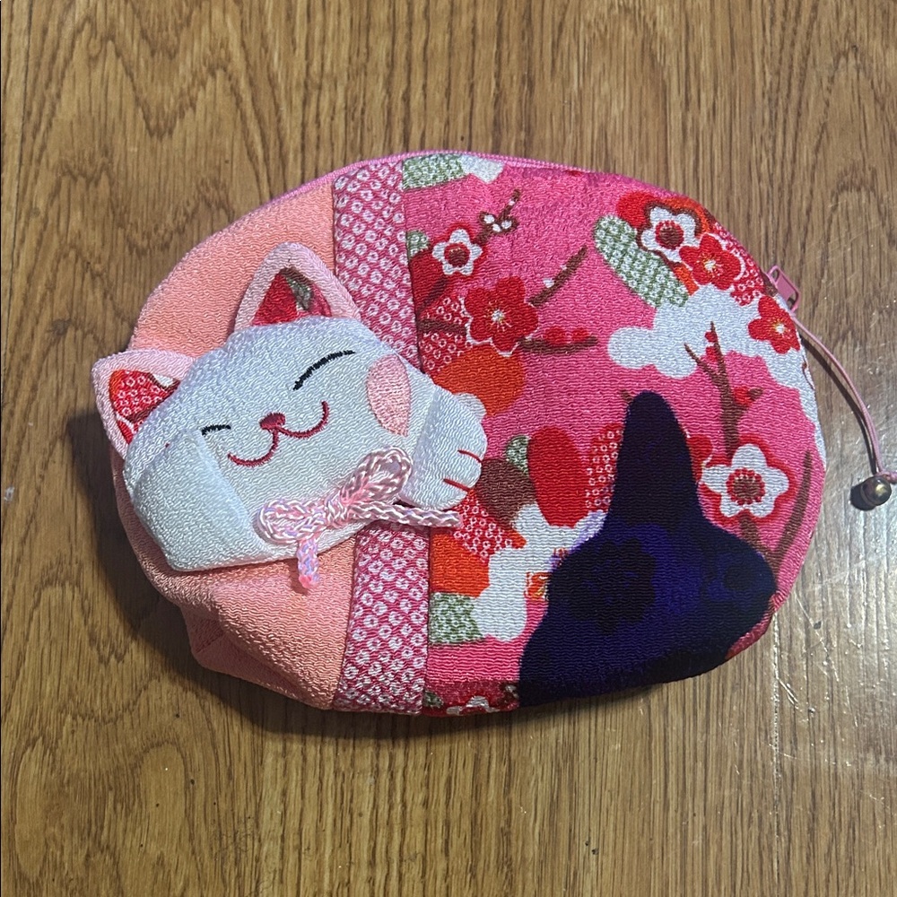Pink Cat Patterned Kids Pouch